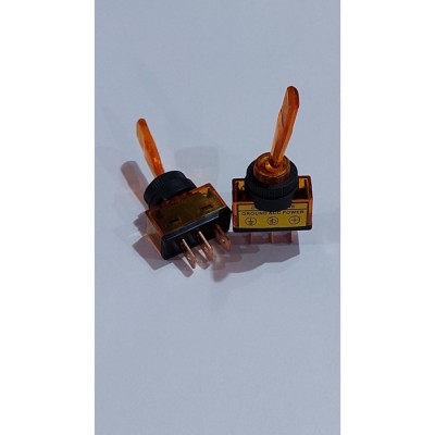 Тумблер 12V 20А однополюсный с желтой подсветкой (3конт.) ON-OFF