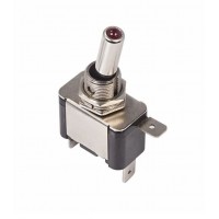 Тумблер металлический ON-OFF однополюсный с красной LED подсветкой