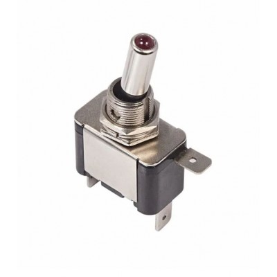 Тумблер металлический ON-OFF однополюсный с красной LED подсветкой
