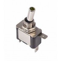 Тумблер металлический однополюсный с зеленой LED подсветкой