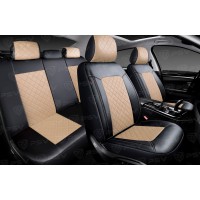 Чехлы PSV Elegant Next (Черный-Бежевый), ромб + экокожа