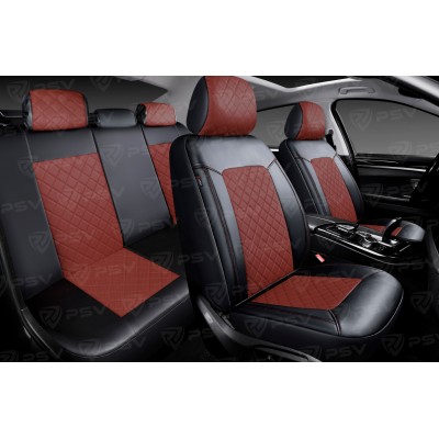 Чехлы PSV Elegant Next (Черный-Коричневый), ромб + экокожа