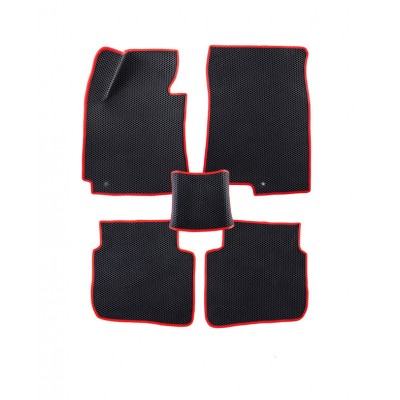 Коврики Nissan Qashqai II 2013-> черный/красный кант EVA											