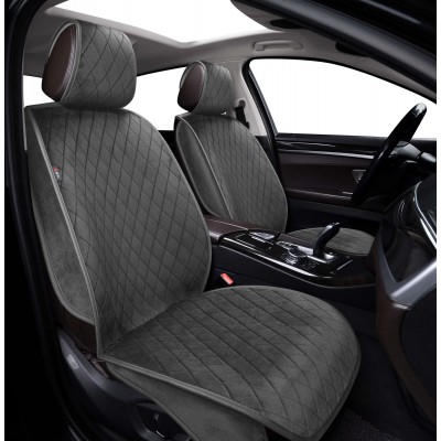 Накидки 2D GTL Effect 2 FRONT (Т.Серый/Отстрочка серая), на передние сиденья, велюр