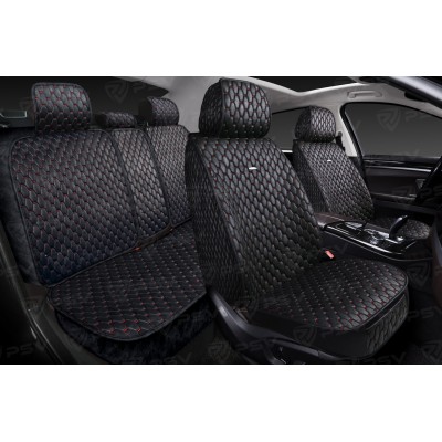 Накидки 5D PSV Skin (Черный/Отстрочка Красная), комплект на весь салон, мокрая кожа