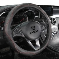 Оплетка на руль PSV ILLUSION (Черный/Отстрочка красная) M, экокожа