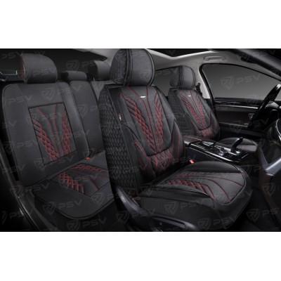 Накидки 5D PSV Mezon Len (Черный/Отстрочка Красная), комплект на вес