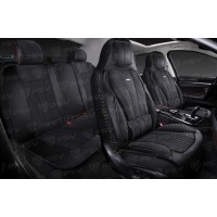 Накидки 5D PSV Vektor Alcantara Sport (Черный/Отстрочка Черная), комплект на весь салон, алькантара