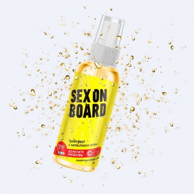 Ароматизатор Contra Aroma на зеркало картон + спрей 30 мл. "SEX ON BOARD" (Грейпфрут с лепестками роз)