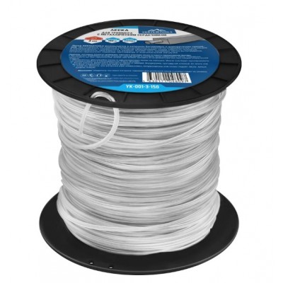 ЛЕСКА ДЛЯ ТРИМЕРА КВАДРАТ С МЕТАЛЛИЧЕСКИМ СЕРДЕЧНИКОМ 3мм, (БОБИНА150м) VERTEXTOOLS