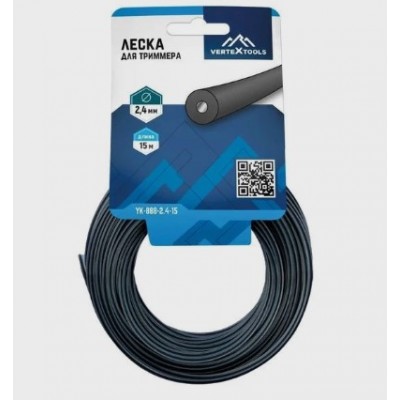 ЛЕСКА ДЛЯ ТРИМЕРА КРУГ. С СЕРДЕЧНИКОМ 2,4 мм VERTEX 15 м (1/ 12/ 144)